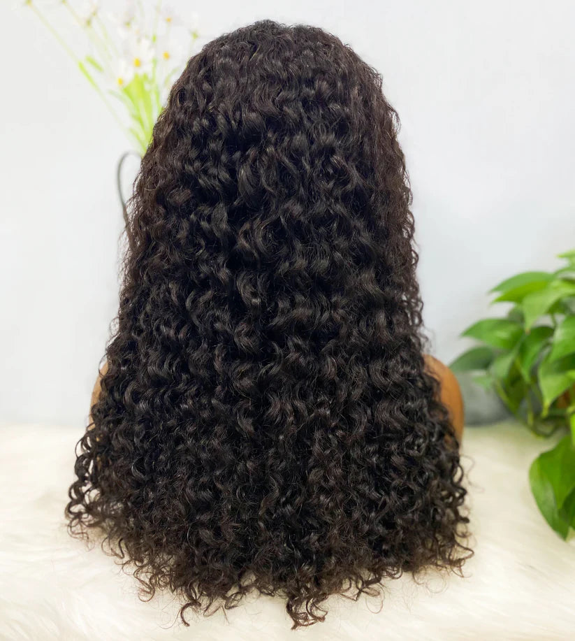 13*4 BOB Wig Water Wave Natural Human Hair Lace Wigs Color 1B 250% Density