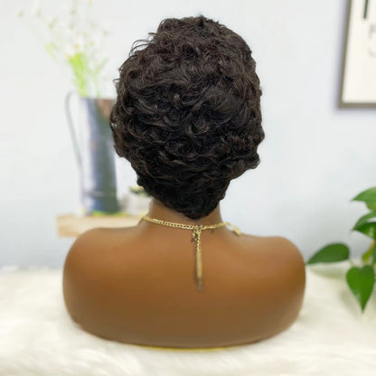 Wig W661 Machine Human Hair Wig Natural Hair Wigs Color 1B