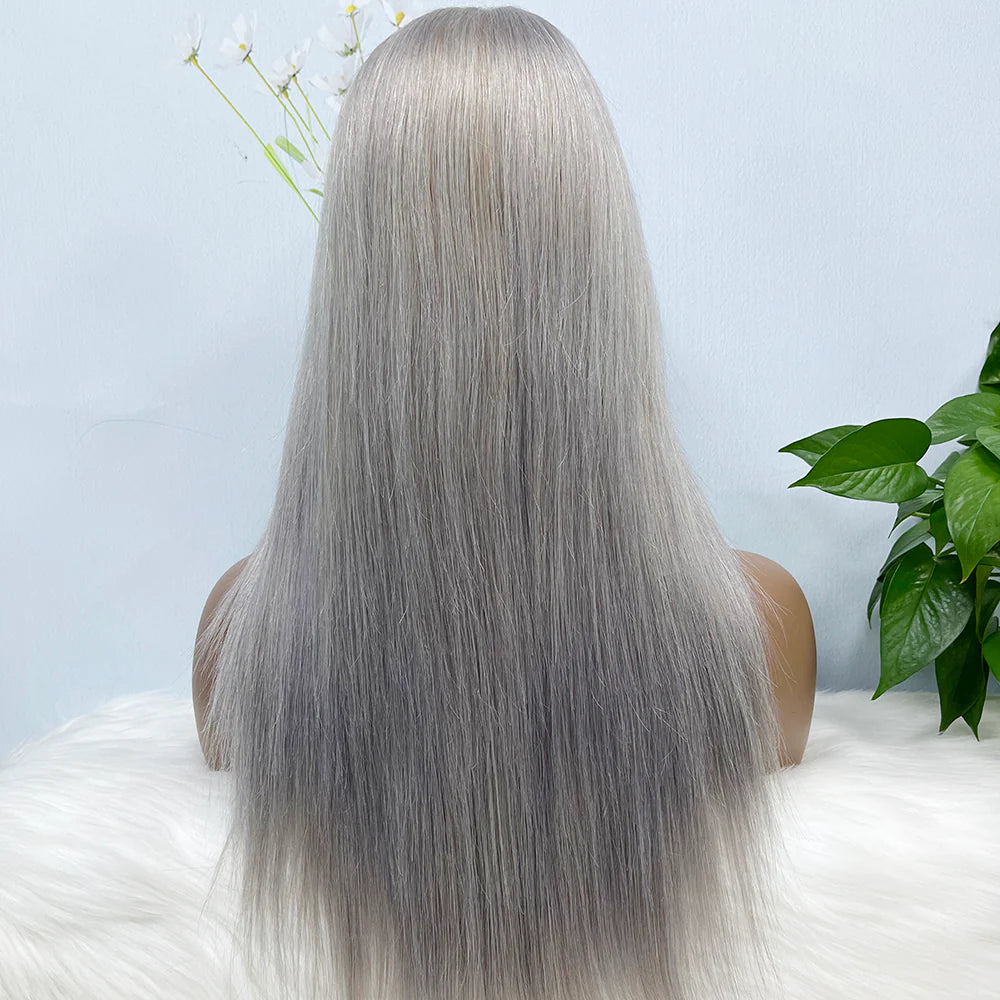 Wig Straight Wigs Color Grey 200% Density