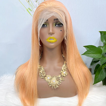 13*4 Lace Wig Straight Natural Virgin Human Hair Lace Wig Color Light orange 20inch