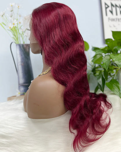 13*4 Lace Wig Body Wave Natural Human Hair Lace Wigs Color 99J 200% Density