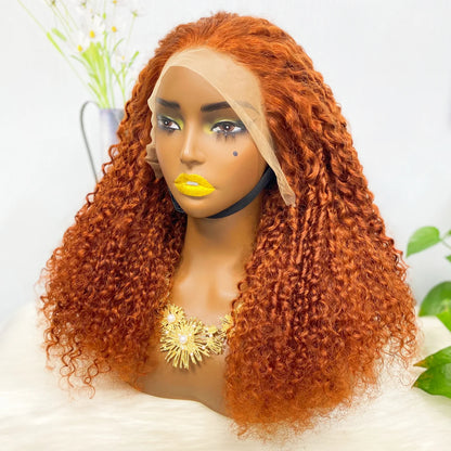 Double Drawn 13*4 Wig Pixie Curl Natural Color Lace Wigs Color 33# 250% Density