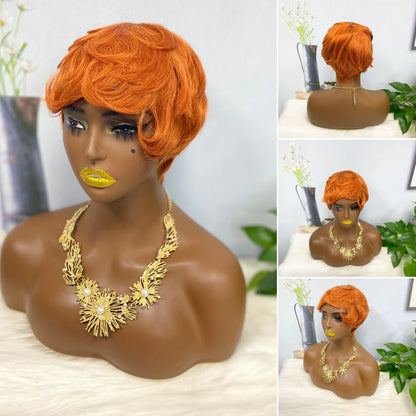 Machine Human Hair Wig Natural Hair Wigs 0701 Color 350#
