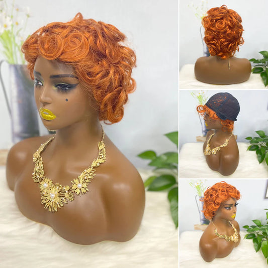 Wig W661 Machine Human Hair Wig Natural Hair Wigs Color 350#
