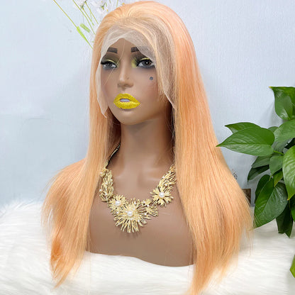 13*4 Lace Wig Straight Natural Virgin Human Hair Lace Wig Color Light orange 20inch