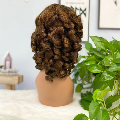 DD 13*4 Lace Wig Spring Curl Natural Human Hair Lace Wigs Color 4#