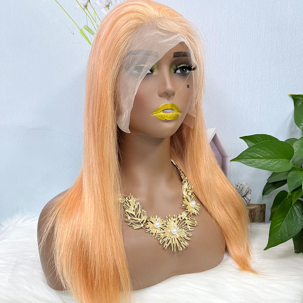 13*4 Lace Wig Straight Natural Virgin Human Hair Lace Wig Color Light orange 20inch