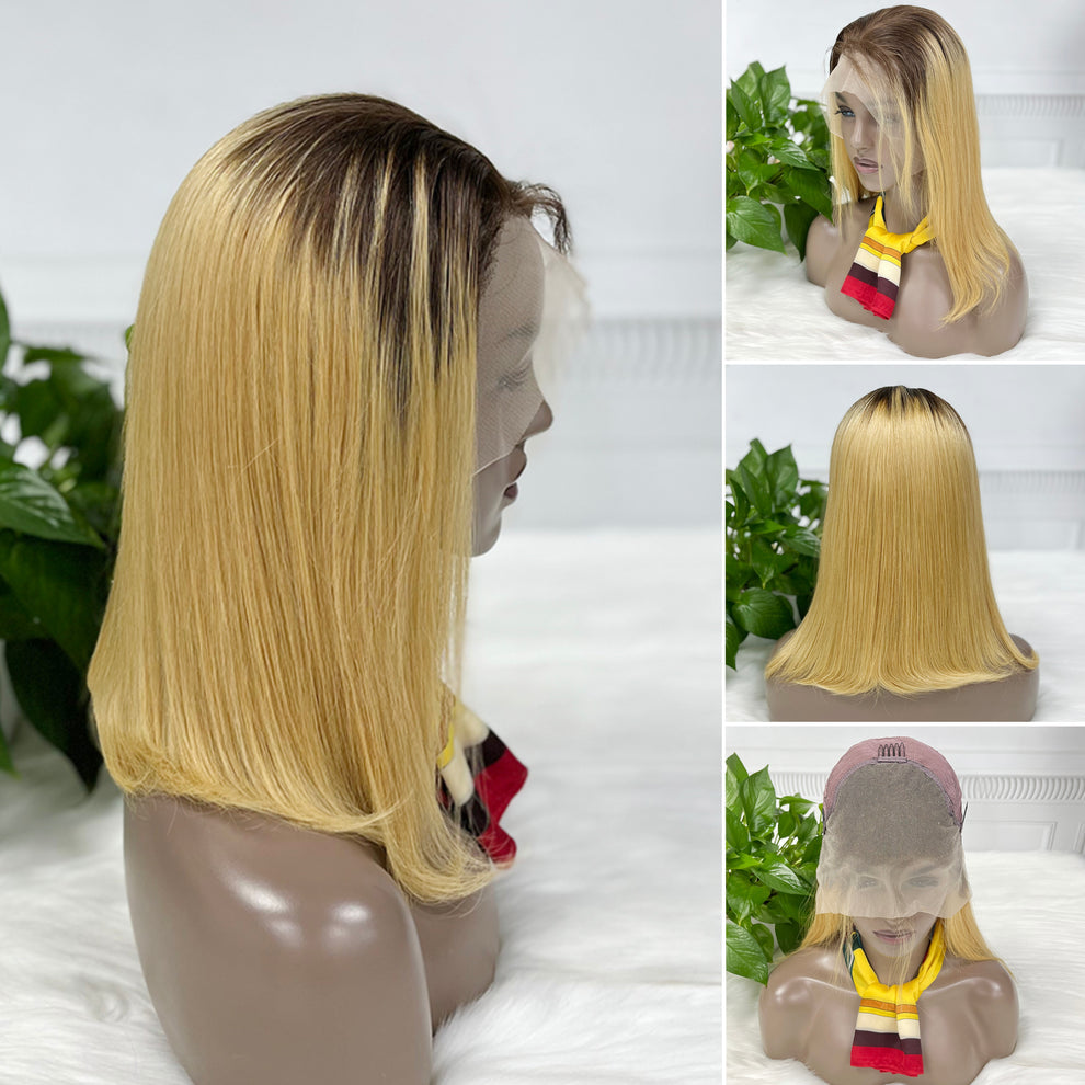 13*4 Raw Hair BoB Wig Straight Wigs Color T4/27# 200% Density