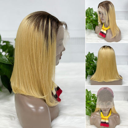 13*4 Raw Hair BoB Wig Straight Wigs Color T4/27# 200% Density