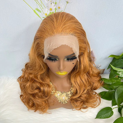 Double Drawn 13*4 Lace Wig Loose Wave Natural Human Hair Lace Wig Color 30# 300% Density