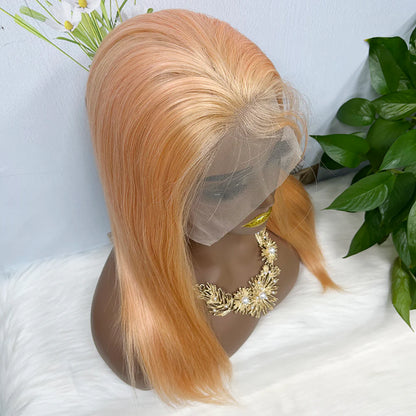 13*4 Lace Wig Straight Natural Virgin Human Hair Lace Wig Color Light orange 20inch