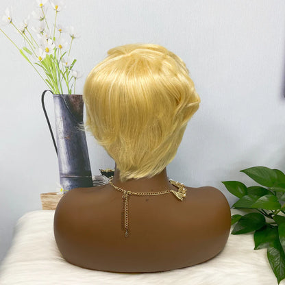 Machine Human Hair Wig Natural Hair Wigs 0701 Color 613#