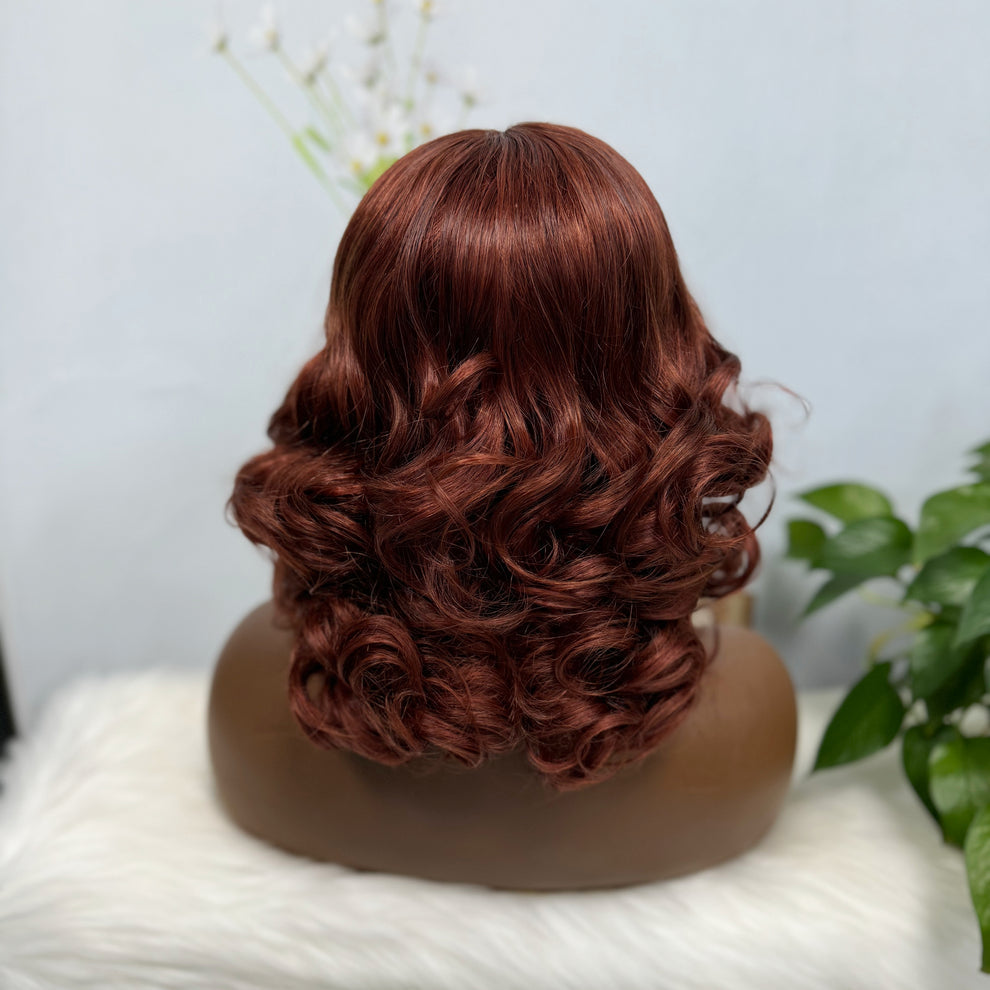 DD 5*5 Wig Bouncy Natural Human Hair Lace Wigs Color 33# 12inches