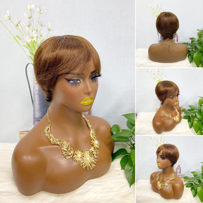 Machine Human Hair Wig Natural Hair Wig 510 Color 4#