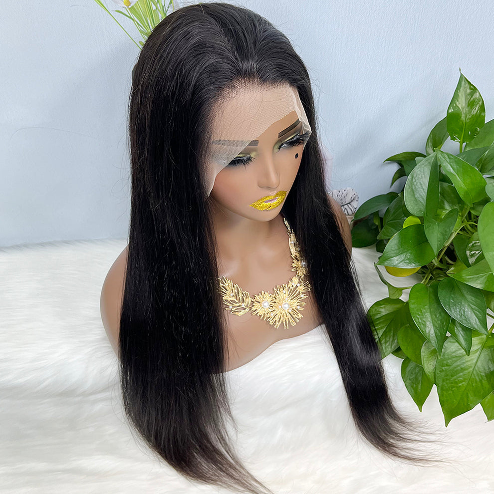 13*4 Lace Wig Straight Natural Color Virgin Human Hair Wigs 200% Density Color NC