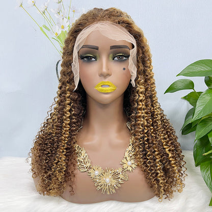 13*4 Lace Wig Jerry Curl Natural Virgin Human Hair Lace Wigs Color P4/27#