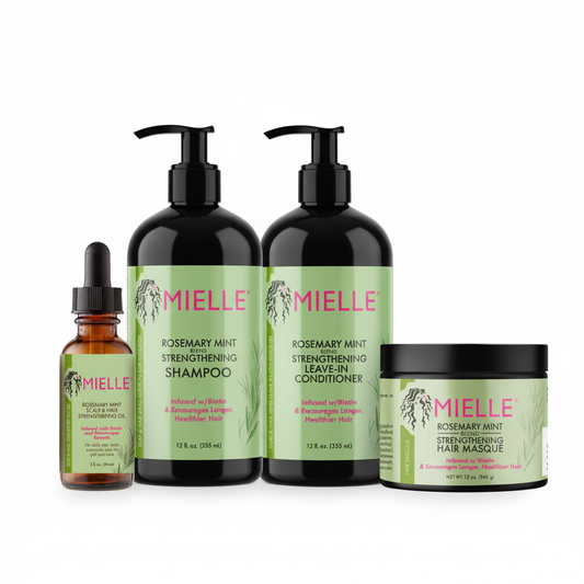 Kit Mielle Alecrim e Hortelã Fortalecedor – Shampoo 355 ml, Condicionador Leave-In 355 ml, Máscara Capilar 340 g e Óleo Capilar 59 ml