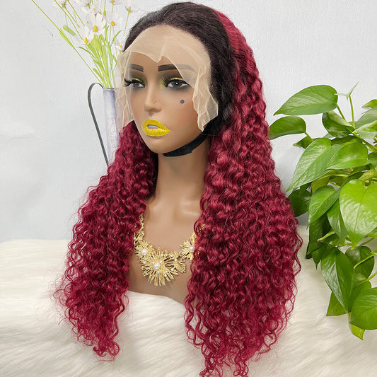 13*4 Lace Wig Water Wave Natural Virgin Human Hair Lace Wigs Color T1B/99J 250% Density