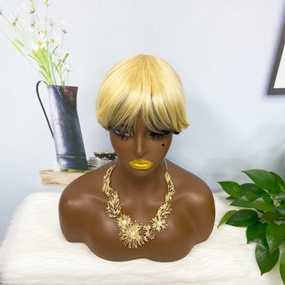 Machine Human Hair Wig Natural Hair Wig 513 Color 4/613#
