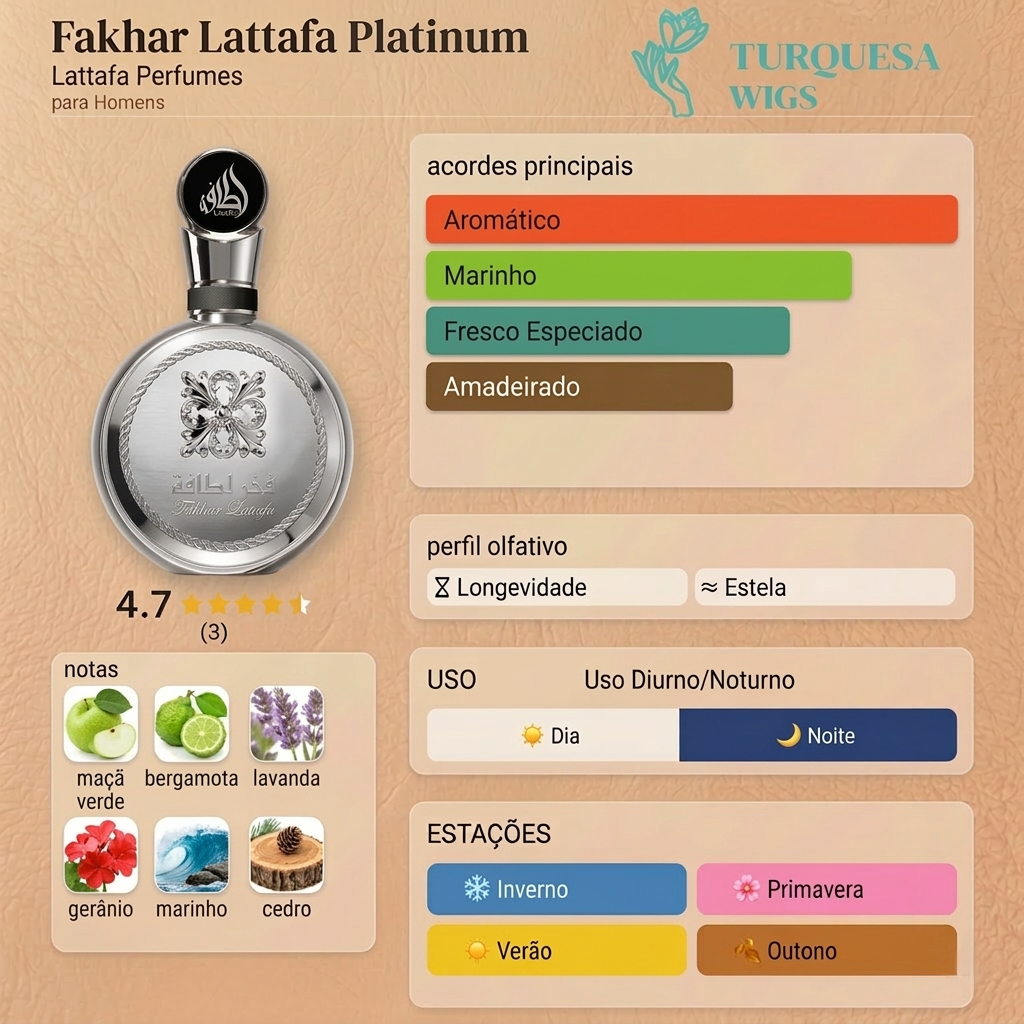 Lattafa Fakhar Platinum 100ml - Perfume Árabe Masculino