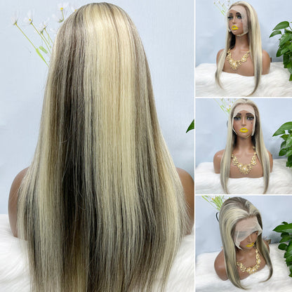 13*4 Lace Wig Straight Natural Human Hair Lace Wigs Color P8/613# 200% Density