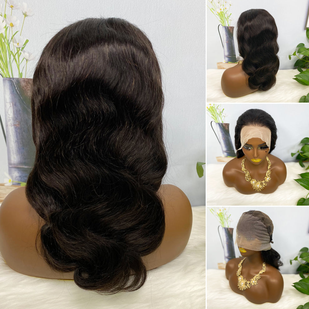 13*4 Lace Wig Body Wave Natural Virgin Human Hair Lace Wigs Color NC 200% Density