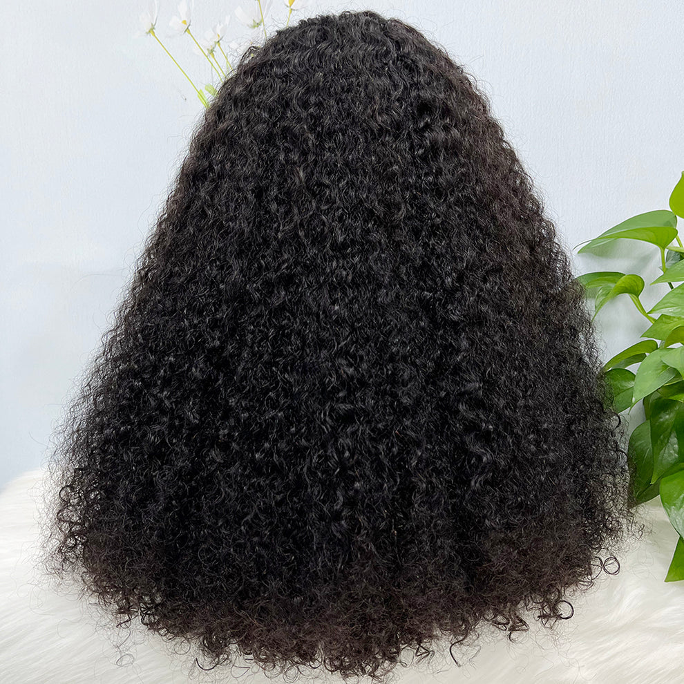 Double Drawn 13*4 Lace Wig Kinky Curl Lace Wig Color NC 300% Density