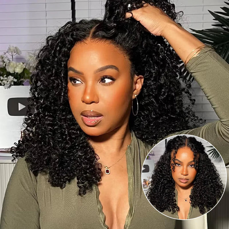 Double Drawn 13*4 Lace Wig Kinky Curl Lace Wig Color NC 300% Density