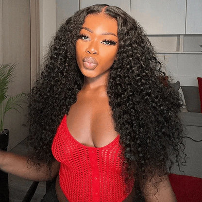 Double Drawn 13*4 Lace Wig Water Wave Natural Virgin Human Hair Wig Color NC