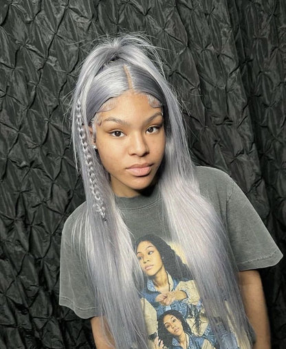 Wig Straight Wigs Color Grey 200% Density