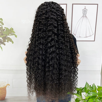 5*5 HD Glueless Lace Wig Water Wave Virgin Human Hair Curly Lace Wigs 250% Density