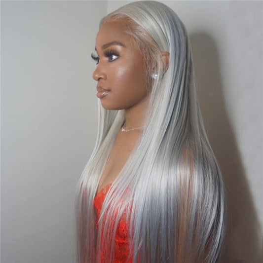 Wig Straight Wigs Color Grey 200% Density