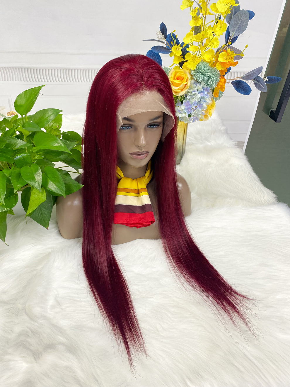 13*4 Lace Wig Straight Natural Human Hair Lace Wigs Color 99J 200% Density