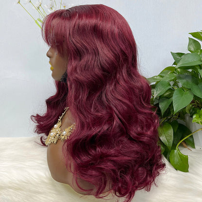 Fringe Double Drawn 5*5 Wig Loose Wave Lace Wigs Color 99J 22inch