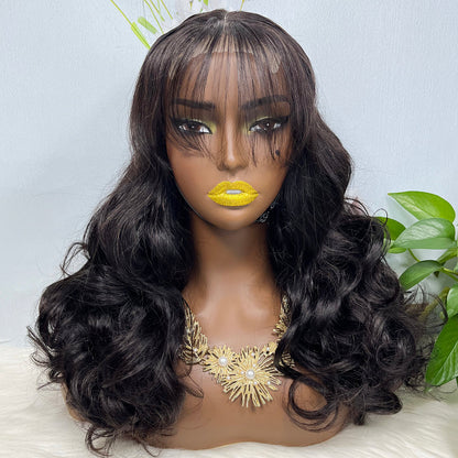 Fringe Double Drawn 5*5 Wig Loose Wave Lace Wigs Color NC 22inch