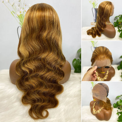 13*4 Lace Wig Body Wave Natural Virgin Human Hair Lace Wigs Color P4/27#