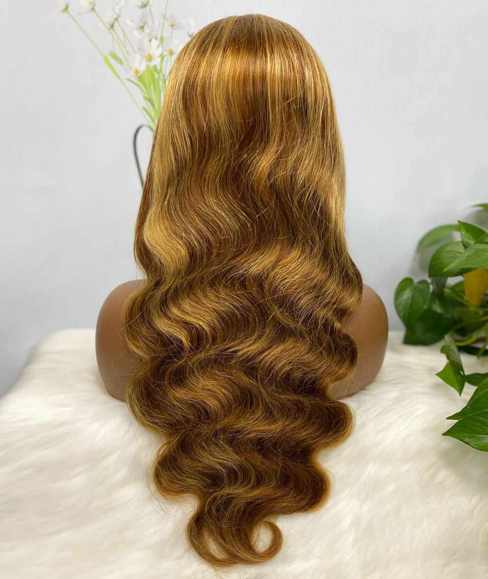 13*4 Lace Wig Body Wave Natural Virgin Human Hair Lace Wigs Color P4/27#