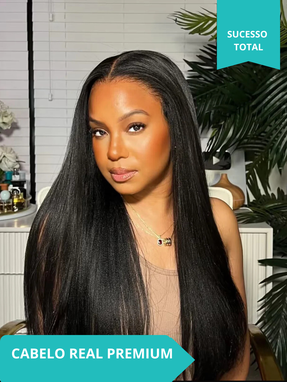 Peruca Humana 13x4 Lace Front Liso Absoluto (Straight) 200% Densidade - Cor Natural