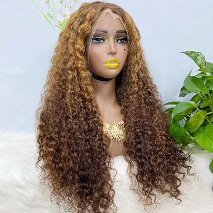 Double Drawn 13*4 Lace Wig Water Wave Natural Virgin Human Hair Wig Color P4/27#