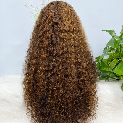 Double Drawn 13*4 Lace Wig Water Wave Natural Virgin Human Hair Wig Color P4/27#