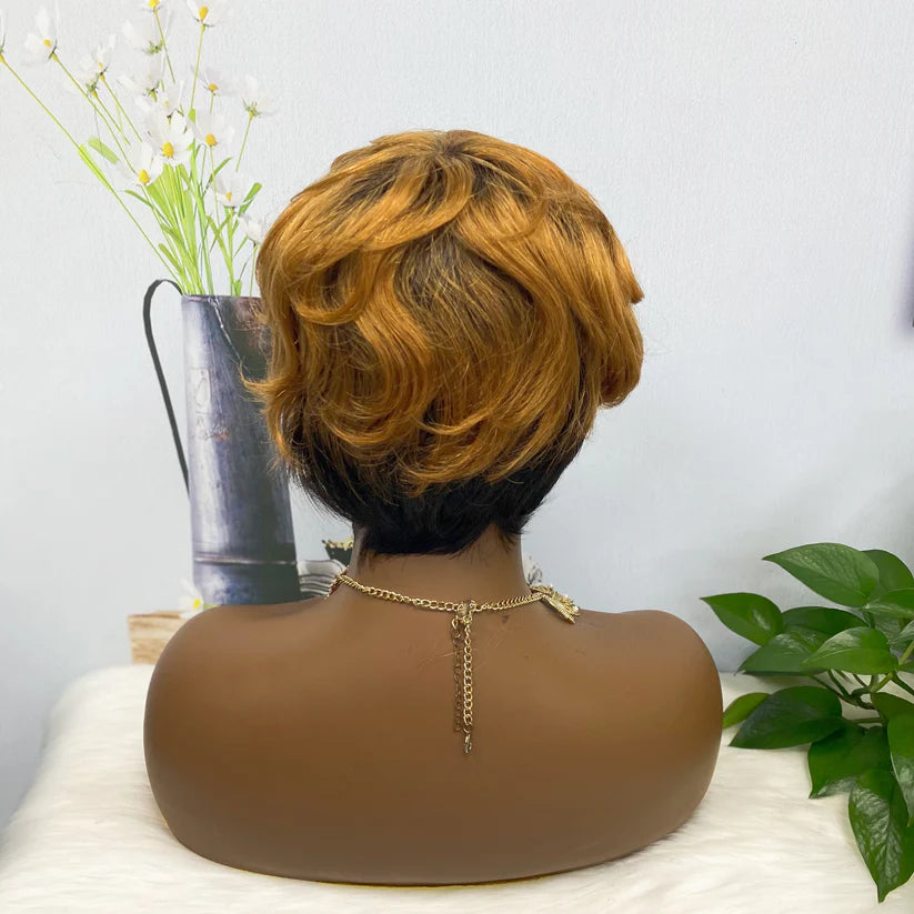 Machine Human Hair Wig Natural Hair Wigs 0701 Color T1B/30#