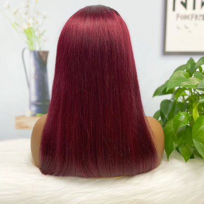 Double Drawn 13*4 BoB Straight Color T1B/99J 250% Density